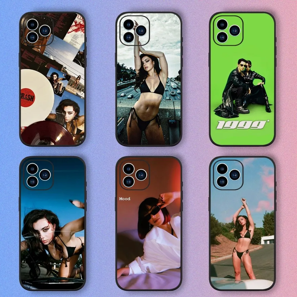 Singer Charli XCX Phone Case iPhone 15,14,13,12,11,XS,XR,X,8,7,Pro,Max,Plus,mini Silicone Black Cover