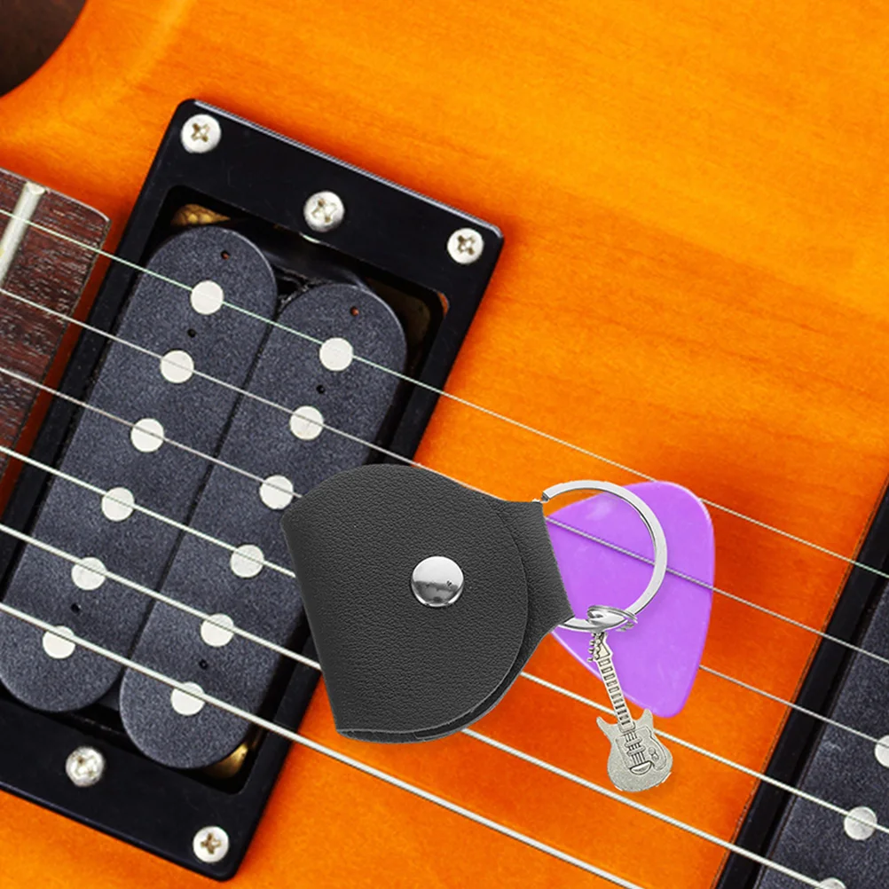 

4 pcs Guitar Pick Holder Keychain Storage Case Pendant Durable Wear-Resistant Portable Travel Accessory For Guitarists
