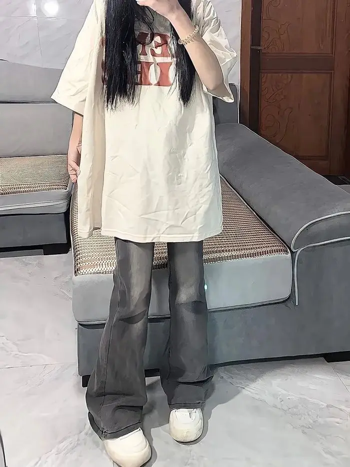 

Женские мешковатые джинсы Femme размера плюс, большие, пышные, удобные, базовые, простые, на каждый день, универсальные, практичные, длинные, новые