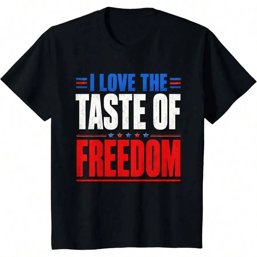 I Love The Taste Of Freedom Couple Matching Patriotic Fourth T-Shirt 100% Cotton Trendy Y2K Short-Sleeve Tee – Soft,