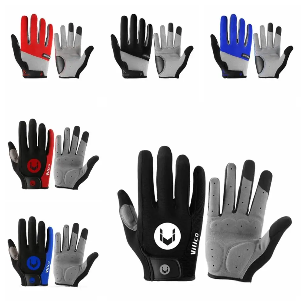 1 Pair Of Anti-slip Full Finger Gloves Shock-Absorbing Anti-skid Bike Gloves Breathable Touch Screen Riding Gloves Running