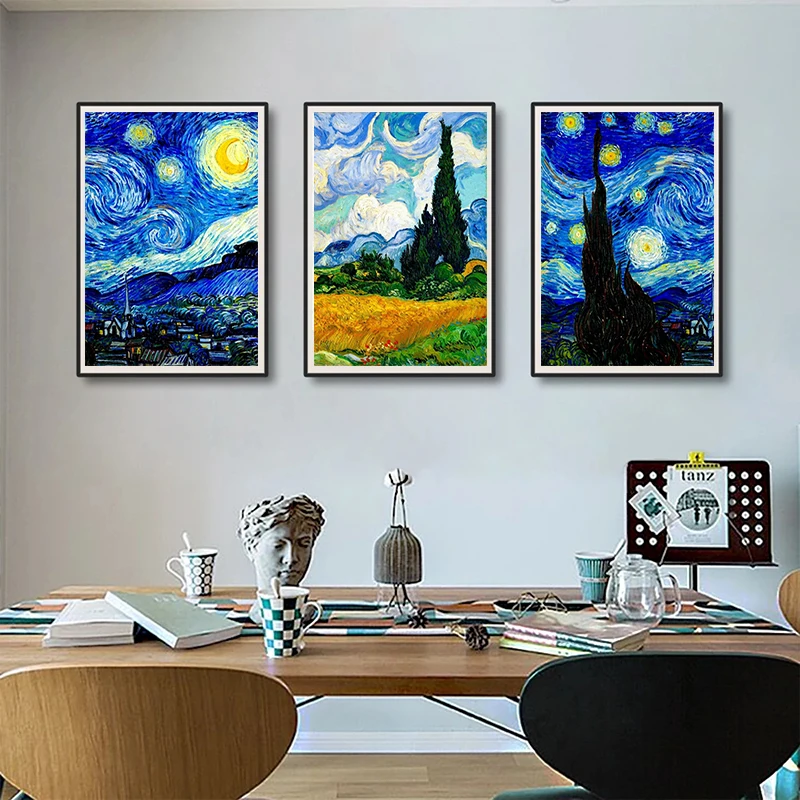 Vincent Van Gogh Writings Prints and Posters Great Work The Starry Night Canvas Painting Decorations Wall Art for Living Room