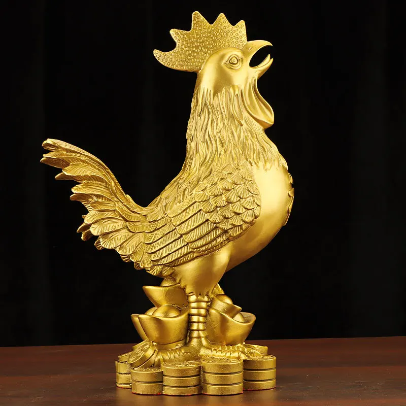 

Pure Copper GOLDEN ROOSTER Sending Blessing Ornaments Chinese Zodiac of Rooster Chicken Chante Clair Living Room and Wine Cabine