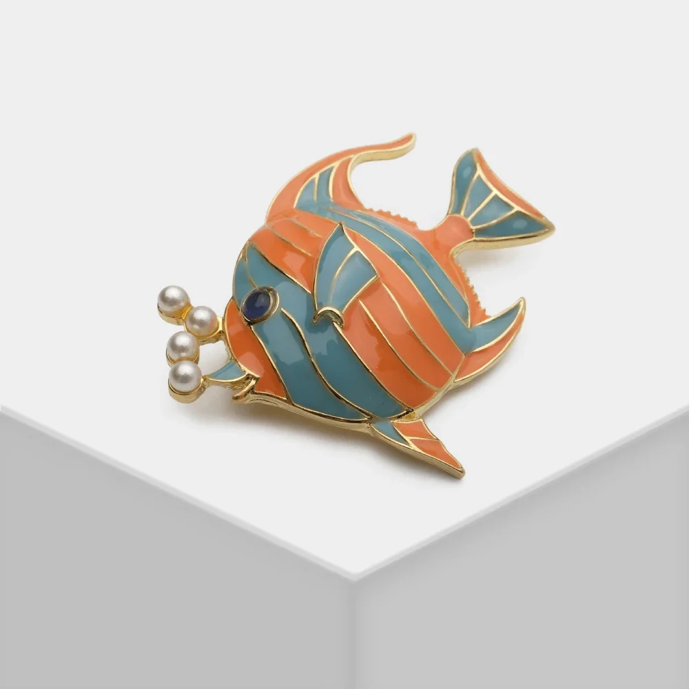 

Amorita Boutique Tropical fish shape design fashion personality pearl brooch