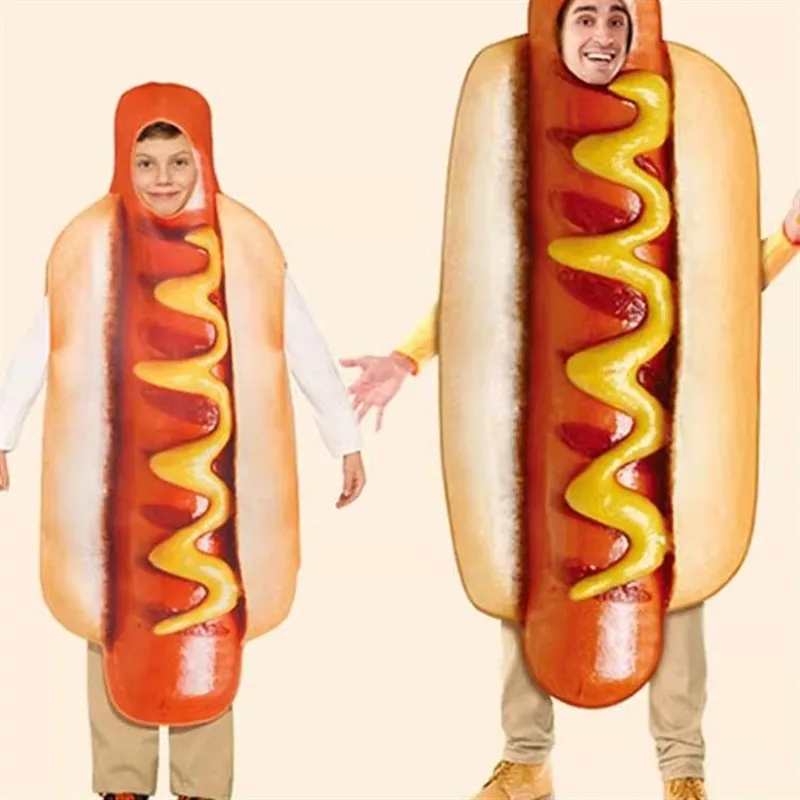

Halloween Party Hot Dog Bread Costume Performance Suit Funny Food Dress up Company Year End Event Women's Traditional Wear