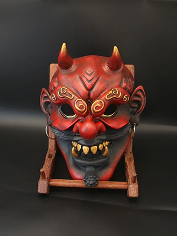 2023 new halloween retro big tengu mask lake resin ornament prop mask can be worn cosplay