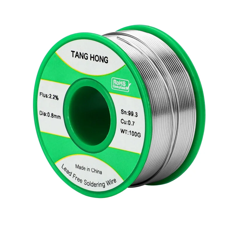 TANGHONG Lead-Free Solder Wire Electric Soldering Iron repair Welding Containing Rosin Tin Wire Sn99.3Cu0.7 50 100g 0.5 0.8