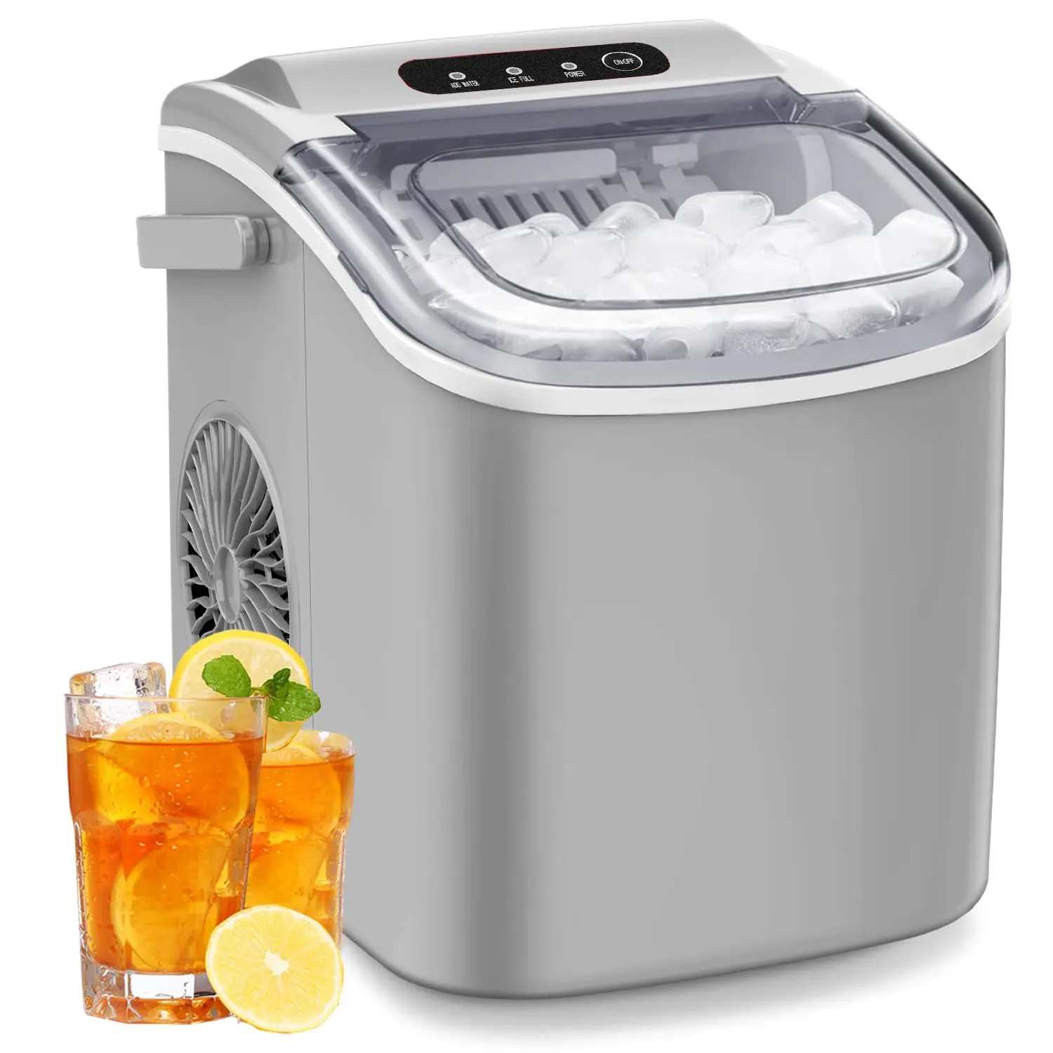 

Pebble Ice Maker Machine Countertop, 26 lbs in 24 Hours, Ice 9 Cubes Ready in 6 Mins, Self-Cleaning, Portable Ice Maker with I