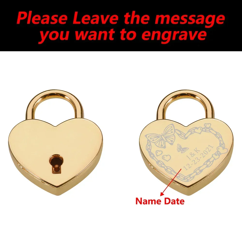 Customized Name Padlock Key Valentine's Day Love Lock Personalized Date Couple Keychain Key Lock Butterfly Pattern Couple Gift