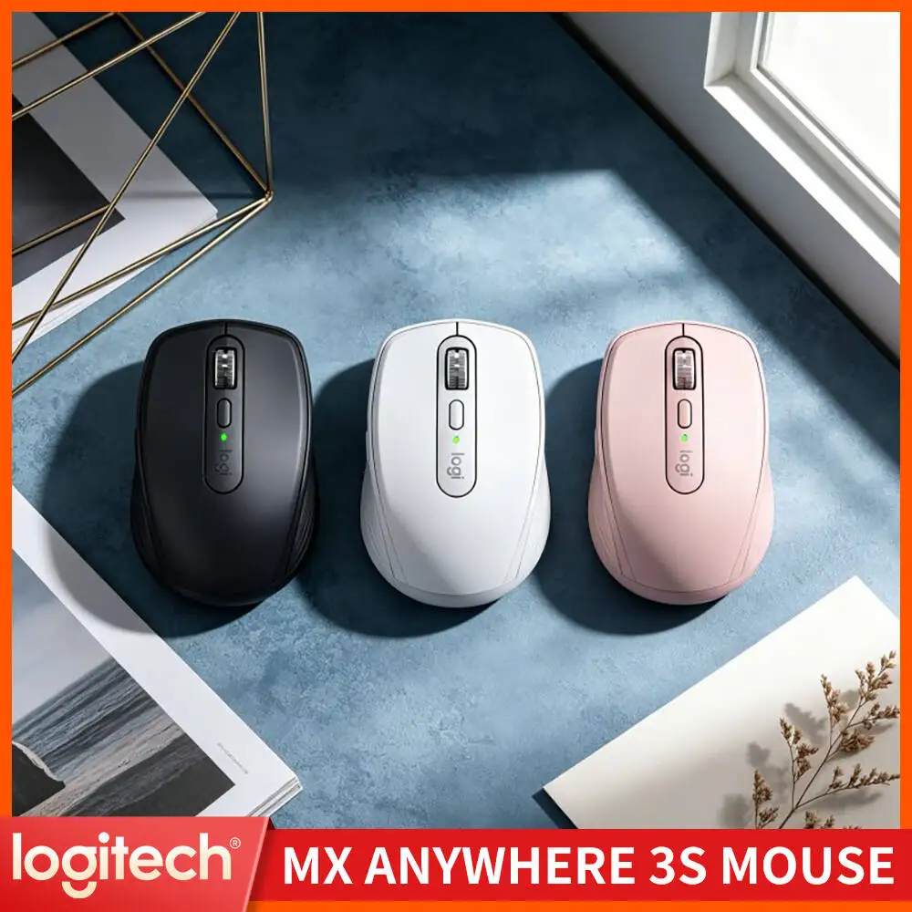 Wireless MX Anywhere 3S - Darkfield 8K DPI, 3-Device Sync, Silent Click, Great for Stationery Shop Daily Task & Small Office