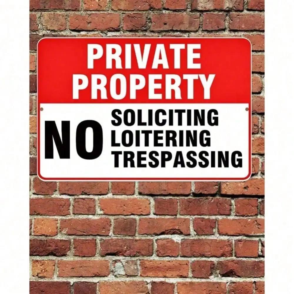 Private Property Sign No Soliciting 8x12 Inches, Weatherproof Aluminum Metal for Outdoor Indoor Halloween Home