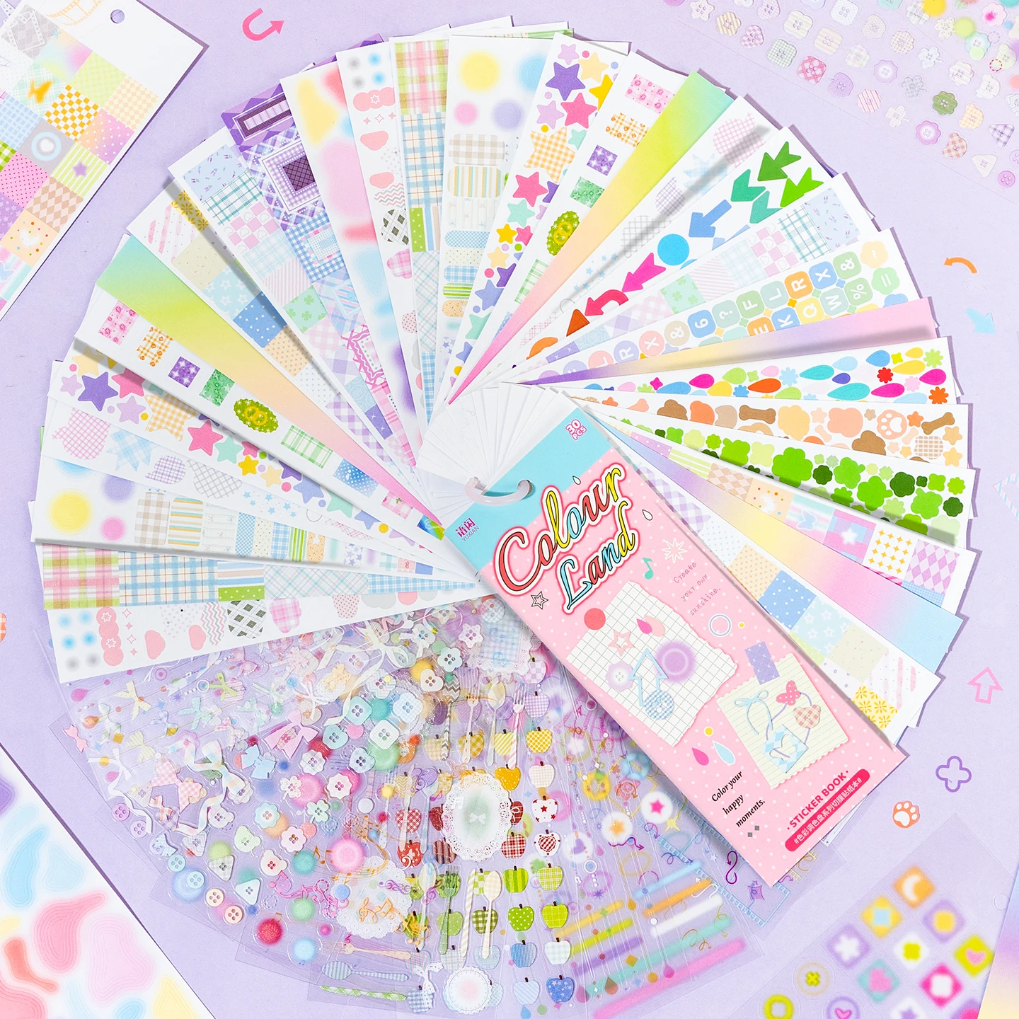 30 Blatt süße Farbpalette Serie Aufkleberbuch Multi-Material Scrapbooking Tagebuch Dekor DIY Handwerk Aufkleber Ästhetik Briefpapier
