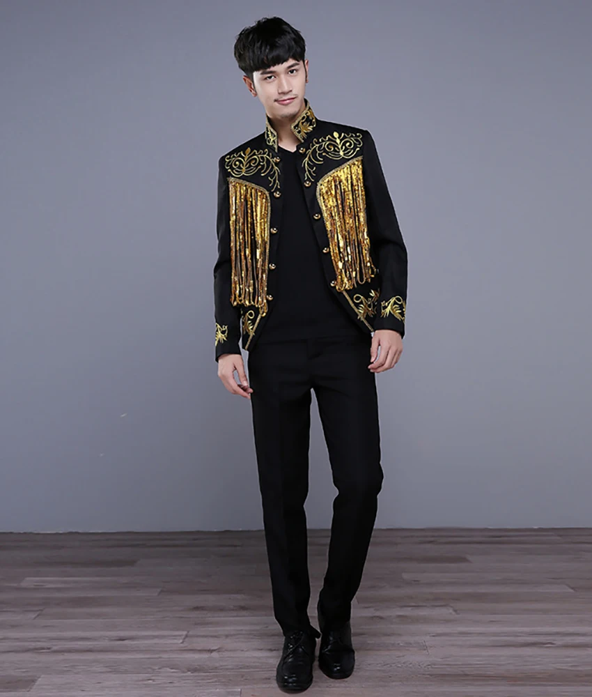 Graceful Glittering Dance performance ancient palace suit Men's Stage Costume Party Gowns Homecoming Gowns prom dresses