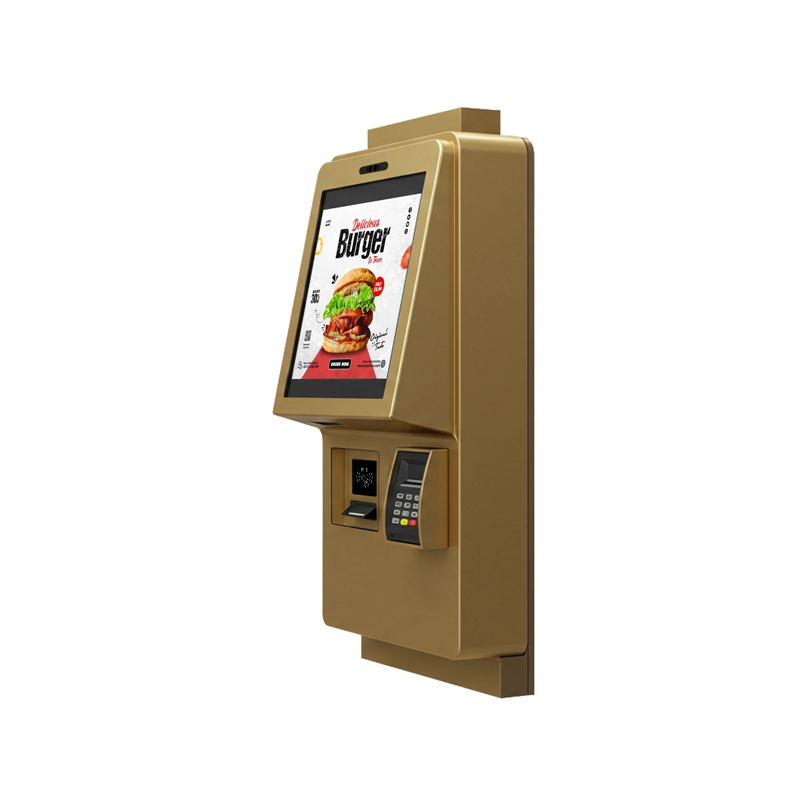 24 Inch Self Serve Order Kiosk Capacitive Touch Screen Wall Mounted Kiosk Self Service Indoor Food Ordering Payment Kiosks