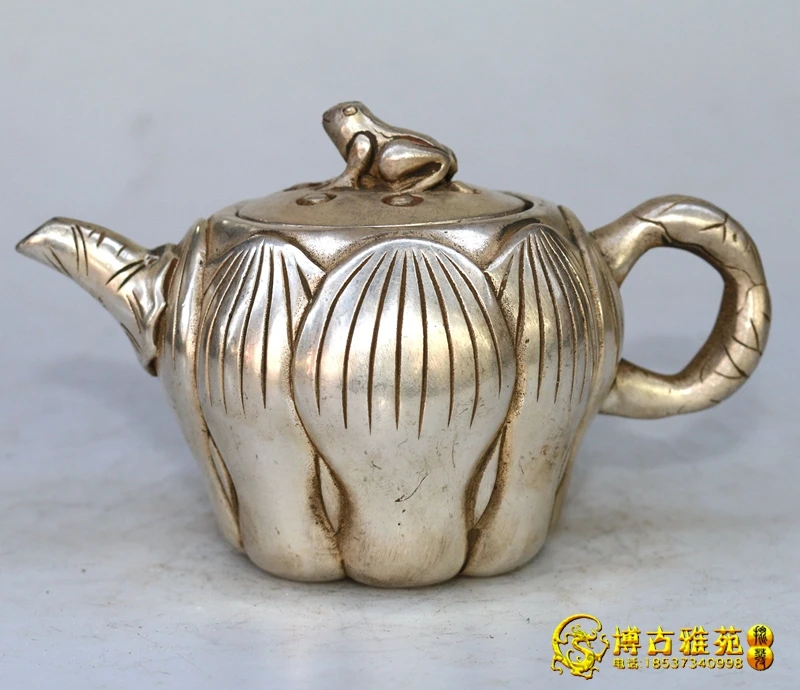 Antique Bronze Ware Bronze Pot Antique White Copper Silver Plated Water Pot Tea Pot Wine Pot Home Crafts