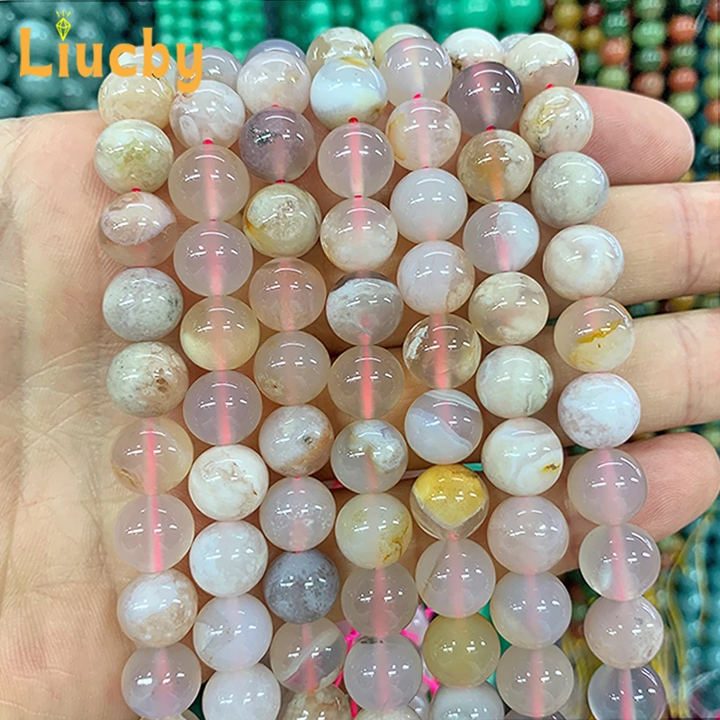 

Cherry blossom agates Natural Stone Handmade Beads For Jewelry Making DIY Girl Pink Bracelet Necklace Crafts 15" Strand 6/8/10MM