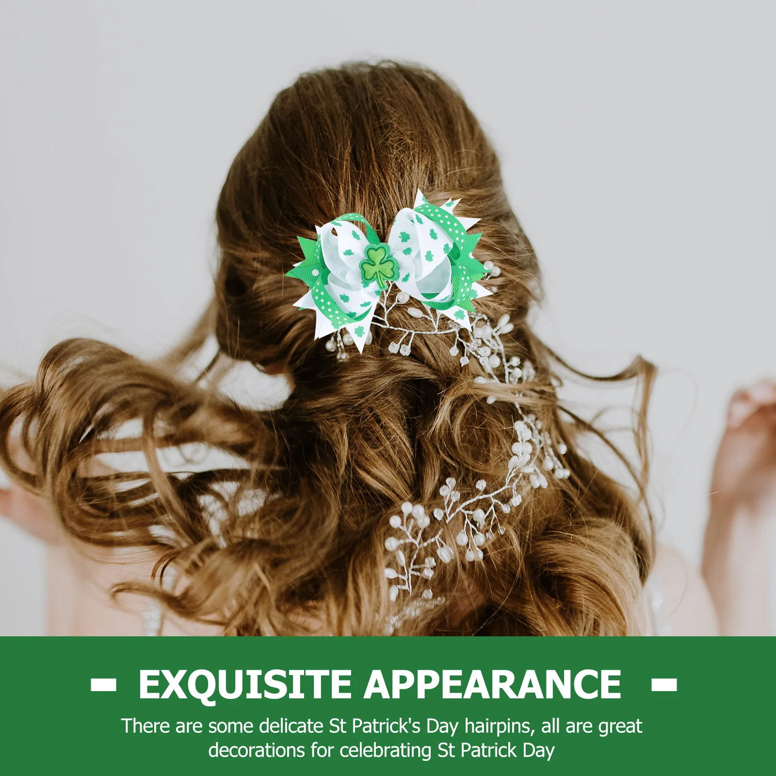 

4Pcs St Patrick Hairpins Bowknot Kids Hair Clips Shamrock Hair Accessories Holiday Party Decor Clover Hairpins