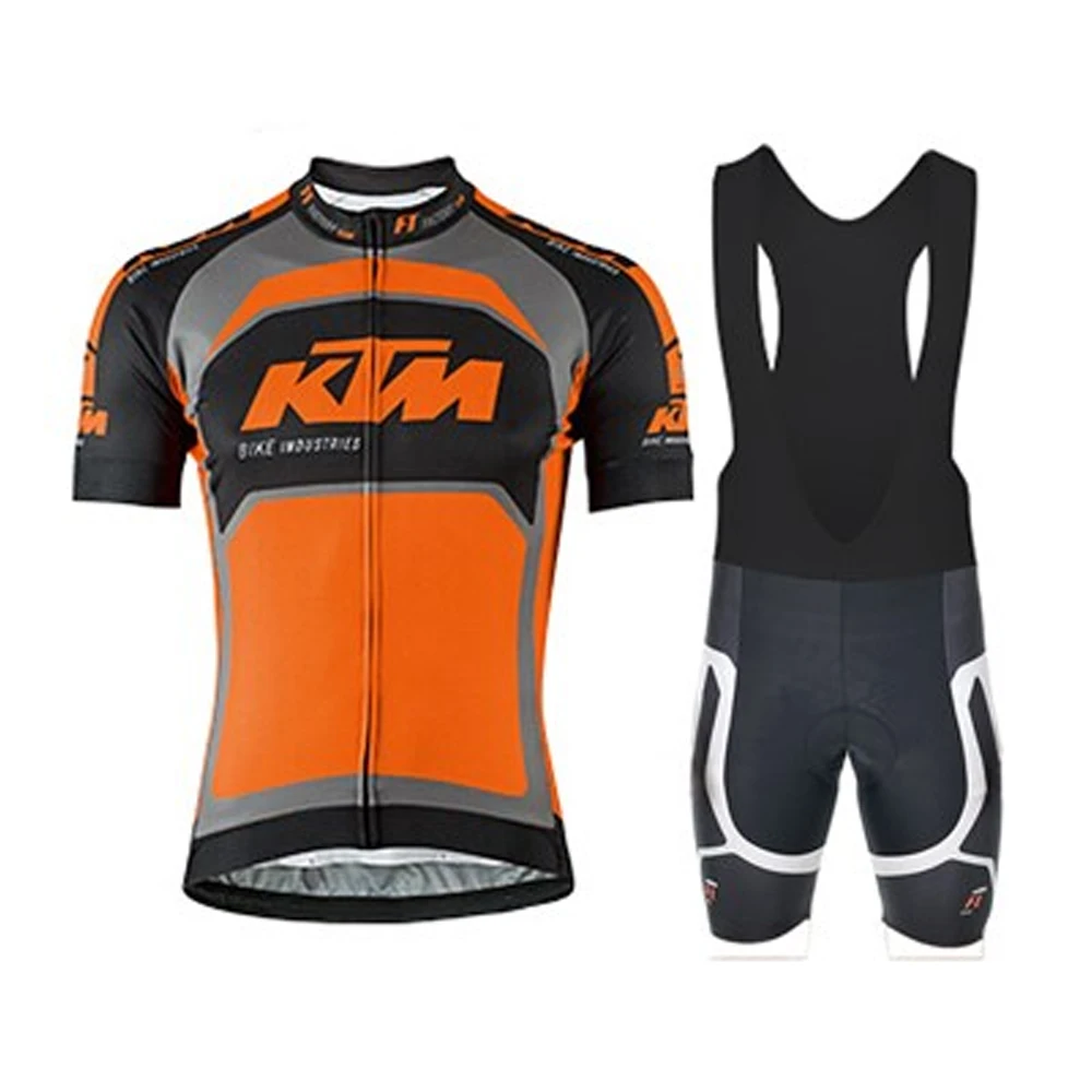 KTM Men Short Sleeve Jersey Sets Ropa Ciclismo Hombre Summer Cycling Clothing Triathlon Bib Shorts Suit Bike Uniform