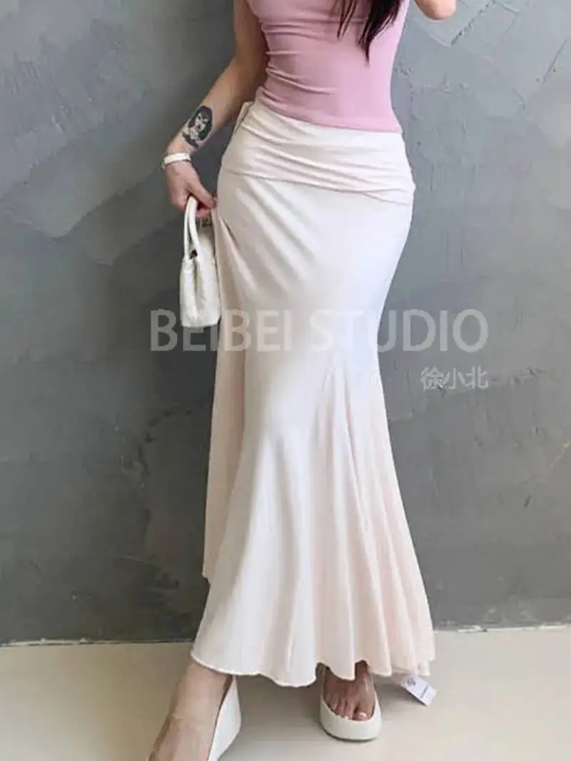 Lazy Relaxed Feeling/high-end S-shaped Elastic A-line Hip Wrap Skirt Fish Tail Long Skirts Fashion Women Sweet 2026 New  Z1HK