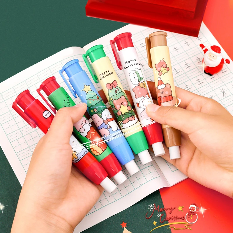 Kawaii świąteczna gumka do prasowania śliczne pisanie rysunek gumki do ołówka szkolne artykuły papiernicze prezenty dla dzieci szkolne materiały biurowe