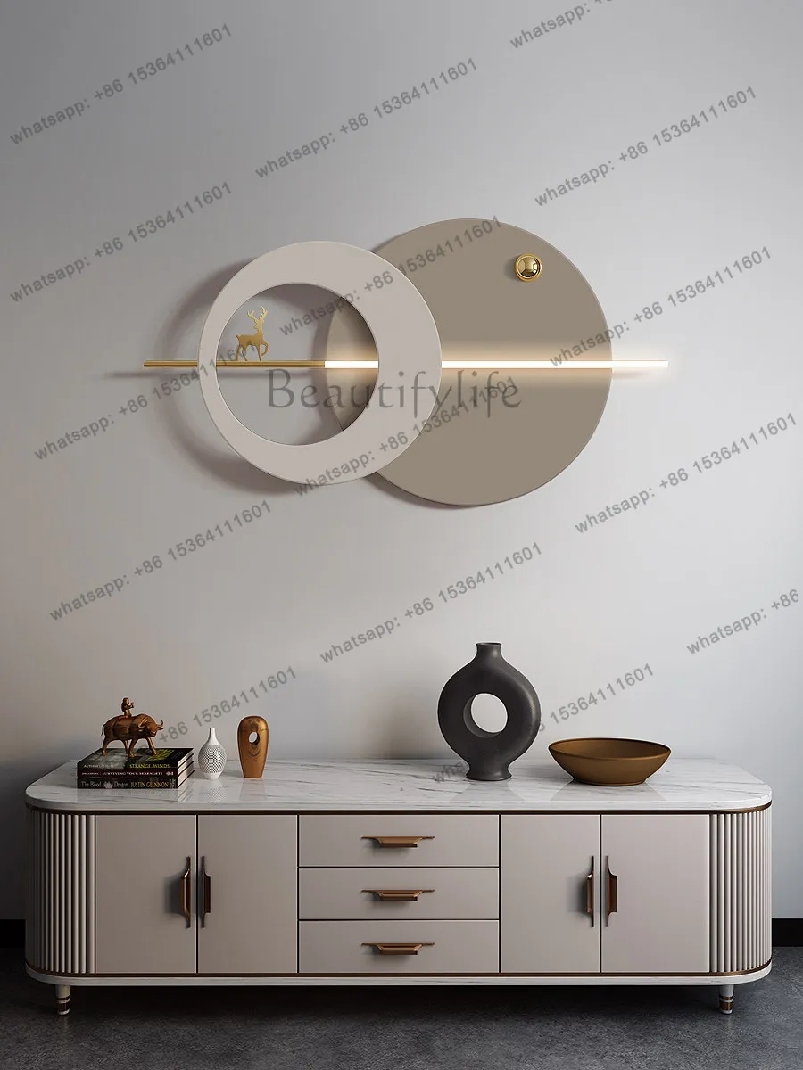 Italian light luxury wrought iron wall decoration sofa background wall decoration metal pendant