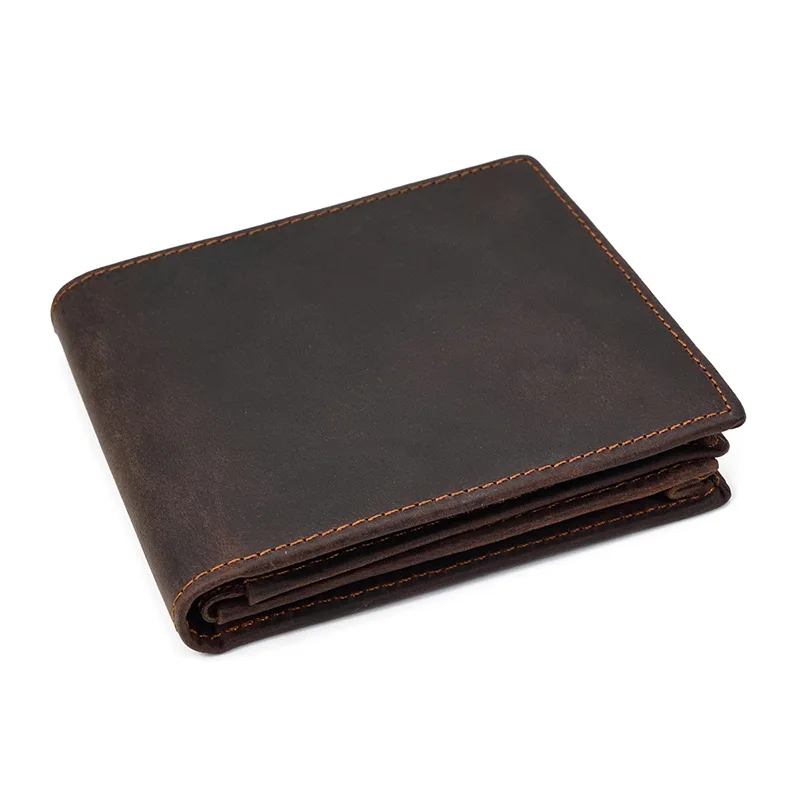 Винтажный мужской кошелек из натуральной кожи, короткий кошелек, мужской маленький тонкий кошелек для монет, двойной кошелек Carteira, тонкий мужской кошелек для монет из коровьей кожи
