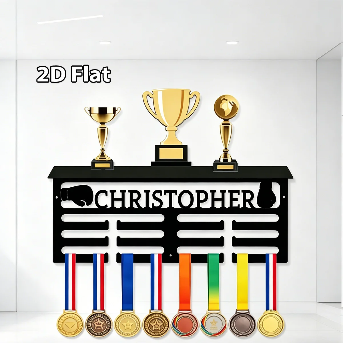 1Pc Custom boxing gloves Metal Medal Holder Rack,Hang Metal Wall Art,Home Decor Sports Award rack storage rack,Birthday Gift view 4
