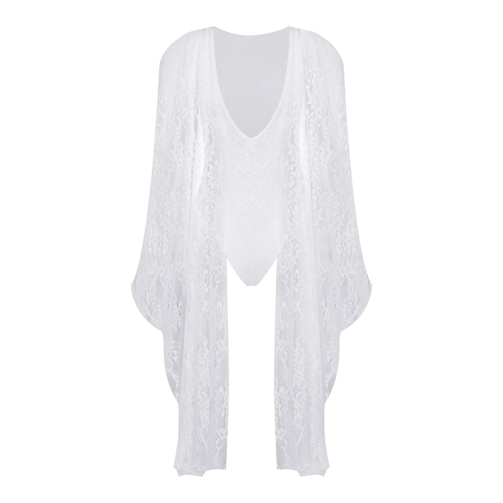Women Elegant Lace Flutter Sleeve Backless Bodysuit Overlay Snap Crotch Stretchy Breathable for Cocktail Party Dinner Evening