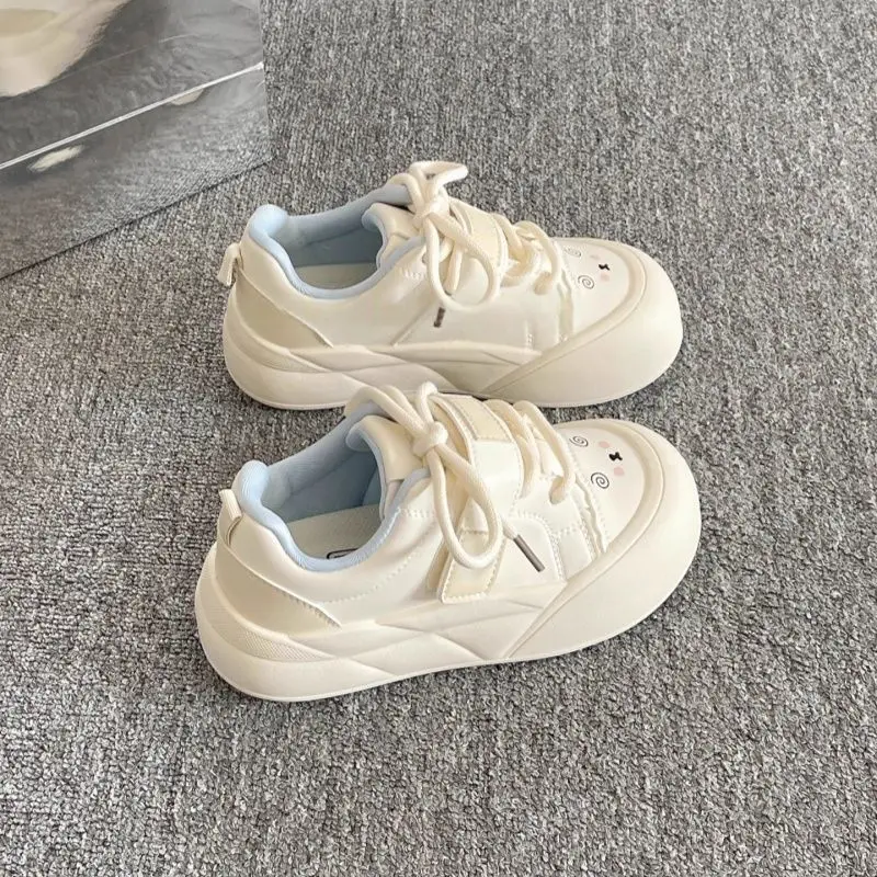 Women Girls Cute Pure White Canvas Shoes Kawaii Hook and Loop Strap Sneakers Casual Skate Board Footwear view 3