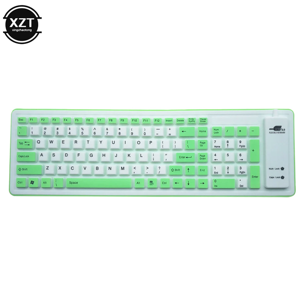 Portable Waterproof and Dustproof Silicone Keyboard Foldable Usb Keyboard 103 Keys Wired Keyboard for PC Laptops