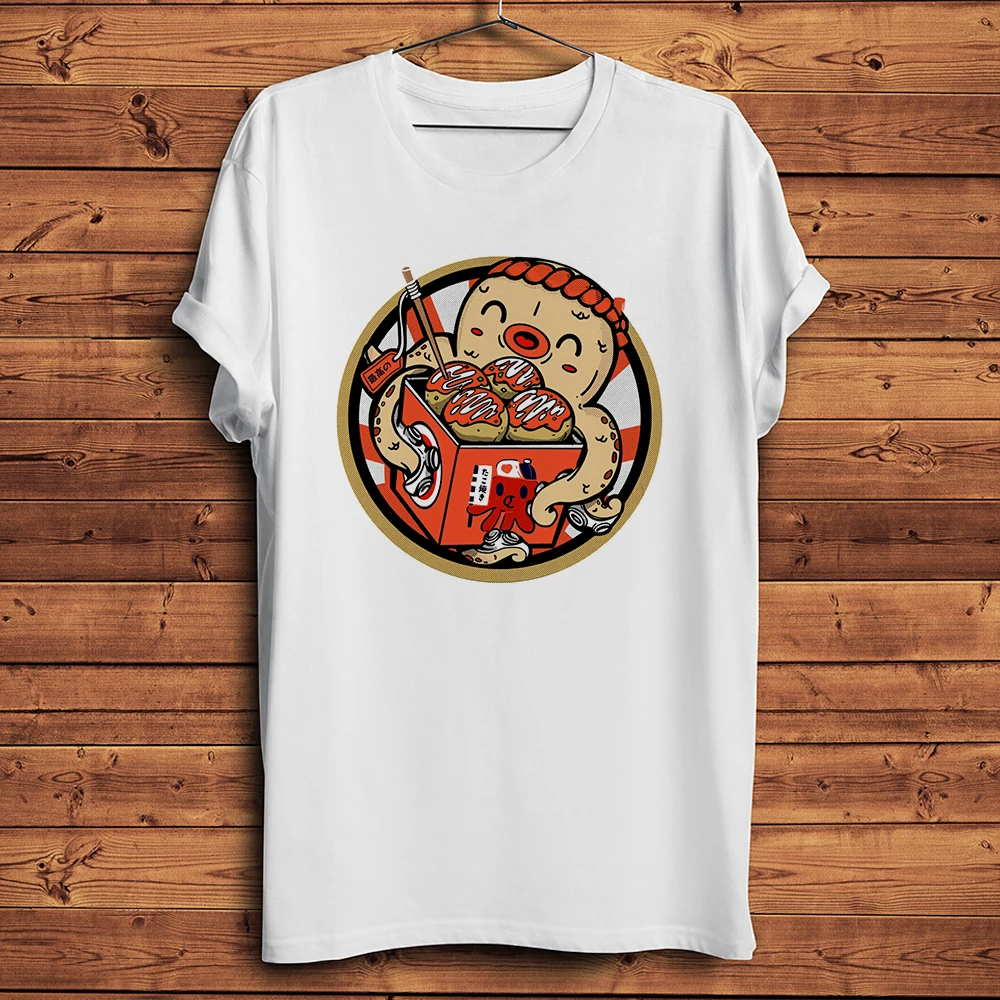 Lustige Kraken Octopus Angriff Takoyaki Tintenfisch amüsante T-Shirt Männer lässig Kurzarm T-Shirt Unisex Streetwear T-Shirt atmungsaktiven Druck