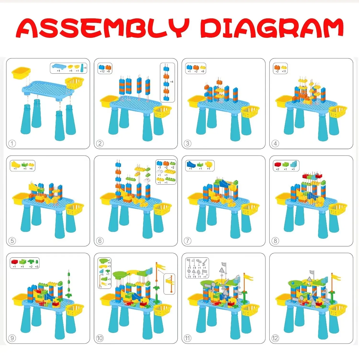 Hot Selling Children\'s Building Block Table Educational Building Blocks Early Education Toys Intelligence Training Assembly