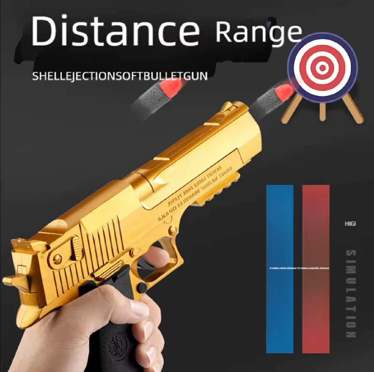 مسدس لعبة خارجي؛ نسر صحراوي ذهبي؛ مسدس تحميل زنبركي؛ مسدس تقليد لعبة الأطفال.