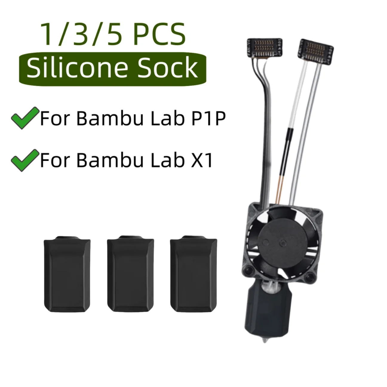 

Силиконовые носки для Bambu Lab X1 X1C P1P 3D-принтер Hotend Экструдер Высокотемпературный износостойкий черный силиконовый чехол