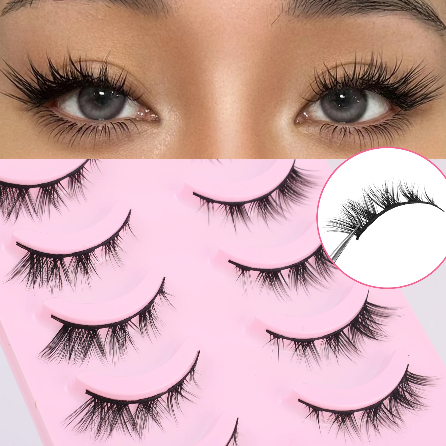 5/10Pairs Fuchs Falsche Wimpern Gekräuselt Flauschigen Volumen Nerz Volle Streifen Wimpern Natürliche Weiche Kreuz Augen Make-Up Wimpern verlängerung