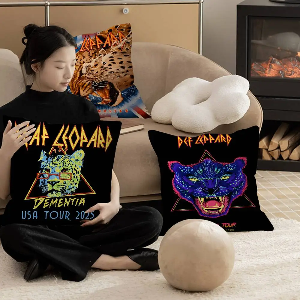 Hard Rock Band D-def L-leppard Pillow Cover For Bedroom Room And Living Room Sofa Decorative Cushion Cover