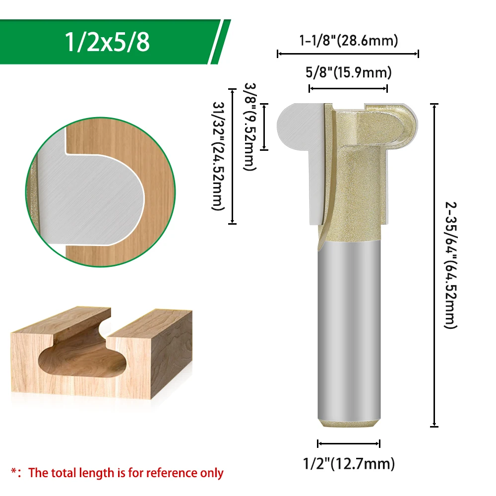 LAVIE Finger Pull Fräser mit 1/2"-Schaft zur Herstellung von doppelbogenförmigen, eingelassenen Fingergriffnuten an Schranktüren und Schubladenfronten – Detail 7