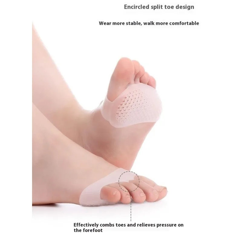 ผู้หญิง Anti-SLIP Heel Pads ซิลิโคนครึ่ง Insoles Forefoot Cushion รองเท้าส้นสูง Shock Absorption รองเท้าที่มองไม่เห็น Pads PARTY Non-Pain