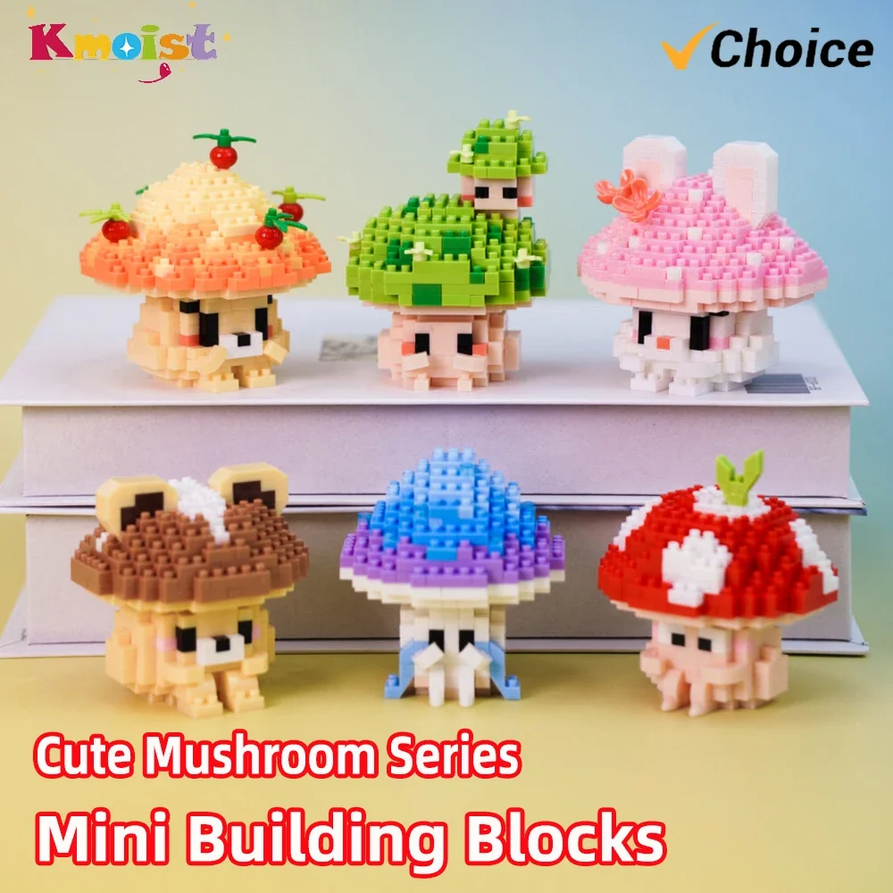 6 Styles/Set Cute Mushroom Cartoon Mini Figures Building Blocks Micro Brick Blocks DIY Animal Toys Kids Birthday Christmas Gift