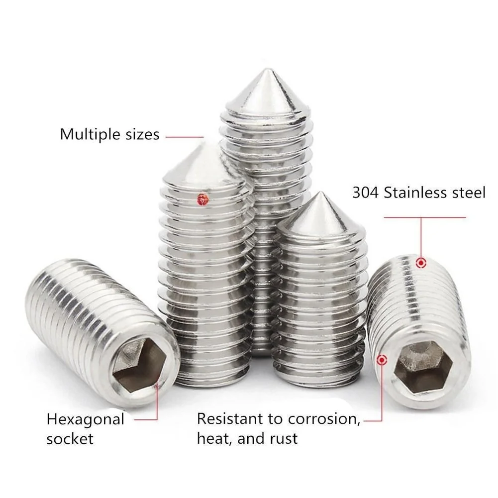 Hex Socket Grub Screws DIN914 With Cone Point For M3 M5 M6 M8 In Assorted Sizes For Secure Positioning And Reliable Fastening