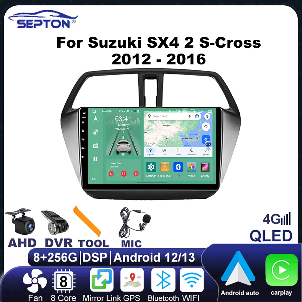 

Автомобильный плеер SEPTON на Android для Suzuki SX4 2 S-Cross 2012-2016, автомобильный аудиоплеер Navi GPS 2Din 4G 8Core 8 + 256G