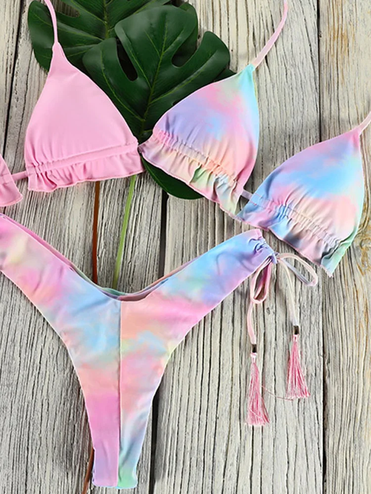 Zrtak bikinis ชุดว่ายน้ำเซ็กซี่สำหรับผู้หญิงชุดว่ายน้ำบิกินี่สีพื้นชุดว่ายน้ำฤดูร้อนชุดว่ายน้ำดันทรงชุดว่ายน้ำบิกินีตัดสูง