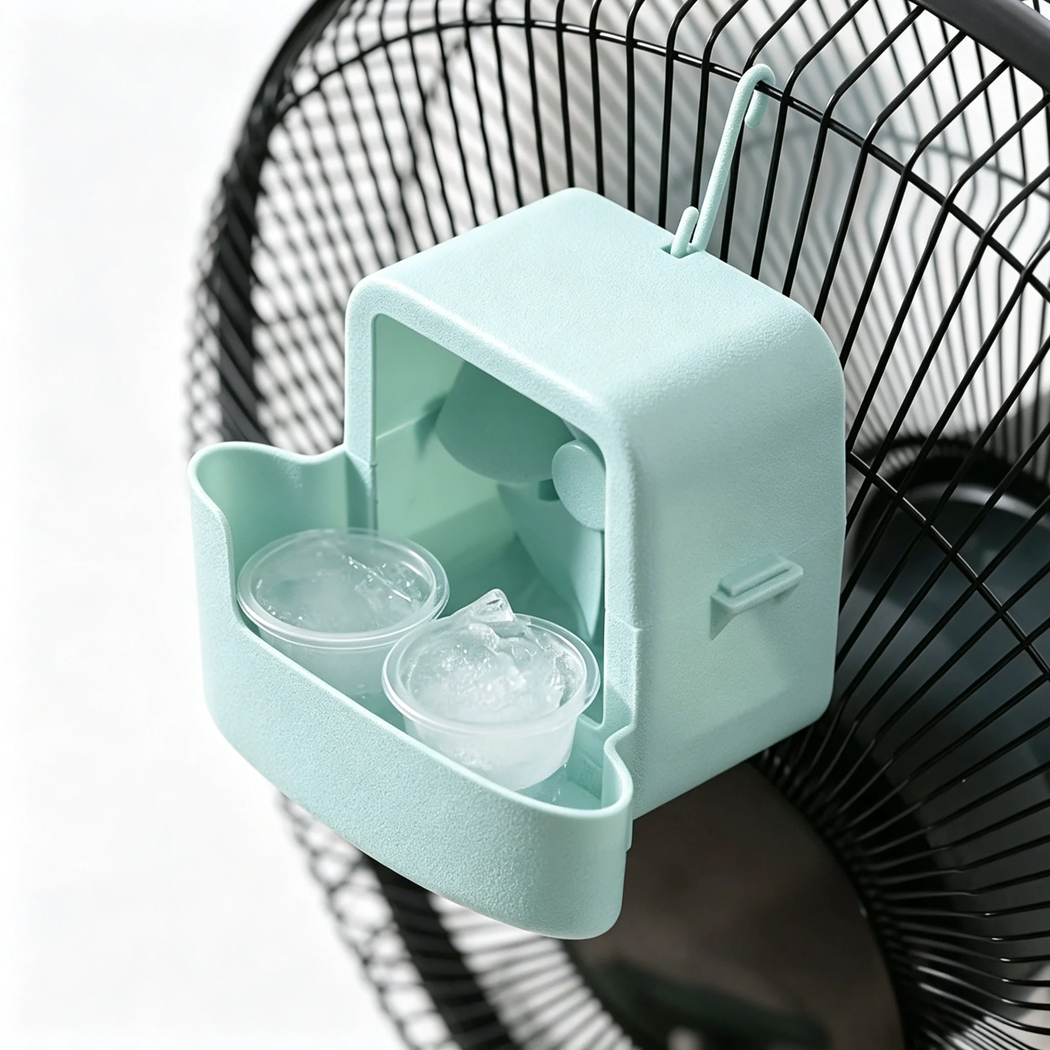 2Sets Electric Fan Cooling Storage Box Hanging Fan Cooling Tool With 4 Cup Household Cooling Box Fan Cooler Refrigeration Access