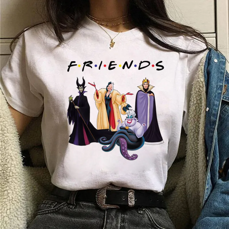 T-shirt manches courtes femme, vêtement estival et décontracté, respirant et à la mode, avec personnage de dessin animé Disney, la Reine des Méchants