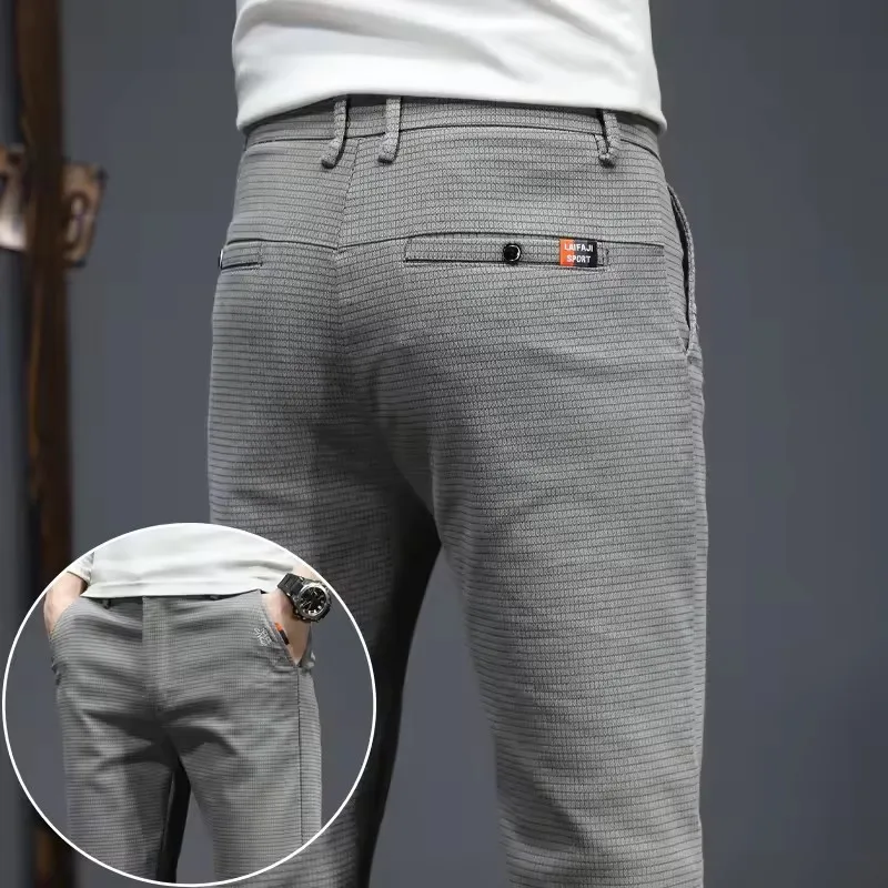 

Autumn Winter New Men's Casual Pants Korean Fashion Stretch Straight Slim Fit Trousers High Quality Sweatpants Solid Color Male