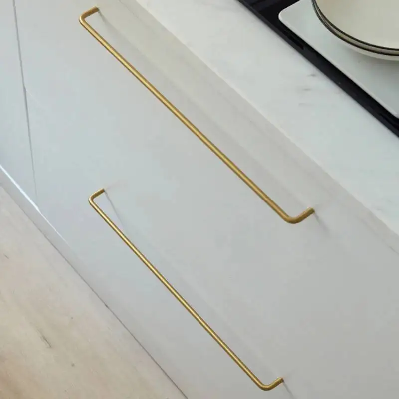 

Brass cabinets, simple drawers, wardrobe doors, pure copper, retro gold, long handles for furniture