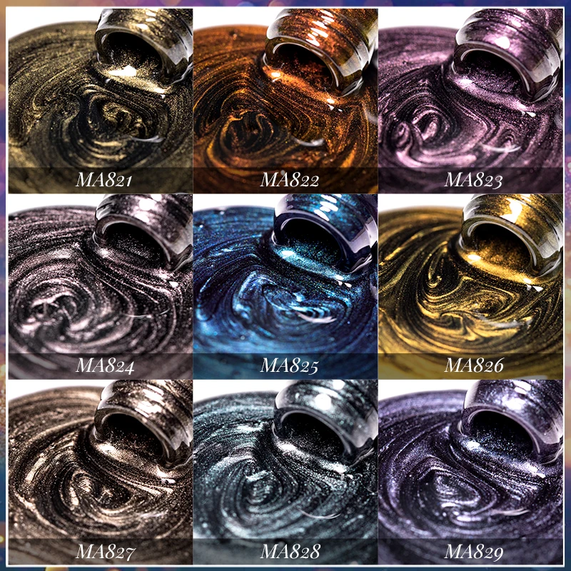 MEET ACROSS 7 ml Auroras Cat Magnetischer Gel-Nagellack, lila Glitzer, funkelnd, semi-permanent, Soak Off UV-Nagelkunst-Design-Lack