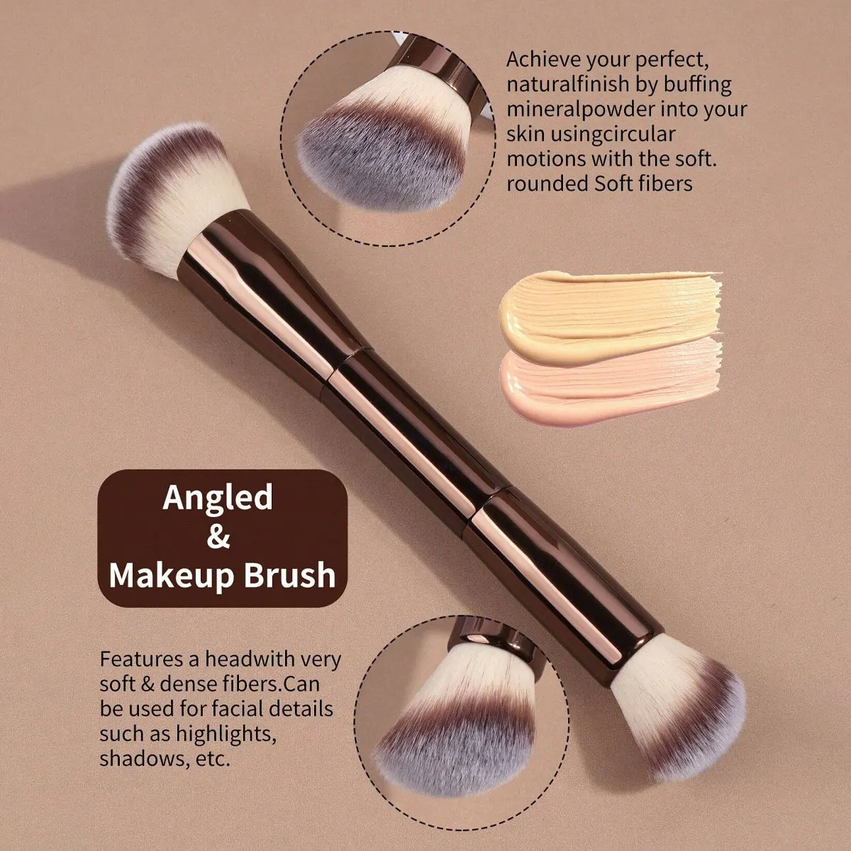 4 ชิ้น Facial อลูมิเนียมแปรงแต่งหน้าและ 2 ชิ้นสามเหลี่ยม Air Cushion แป้งพัฟ, แปรงรองพื้น Contour แปรง double - Ende