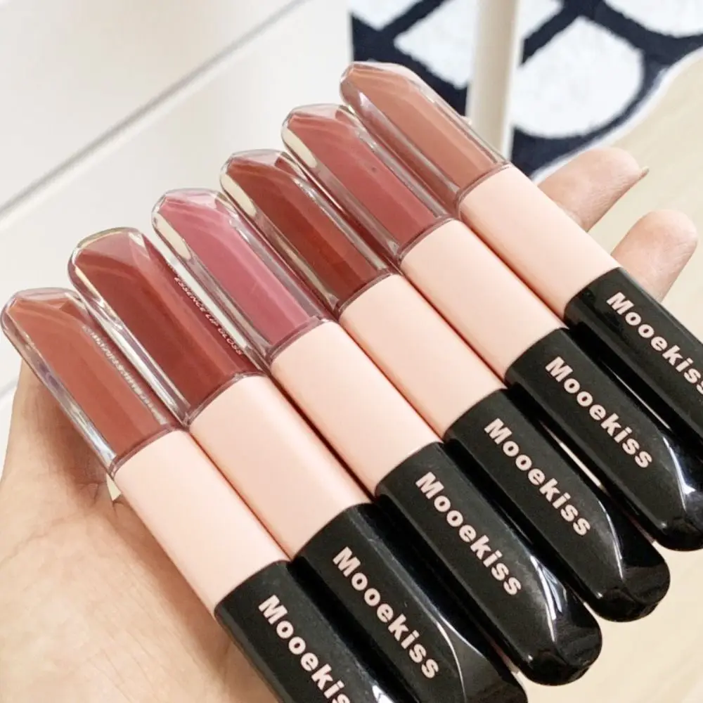 Fashion Double-headed Mirror Lipstick Moisturizing Non-stick Cup Moisturizing Lip Glaze Waterproof Anti Drying Lip Gloss Women