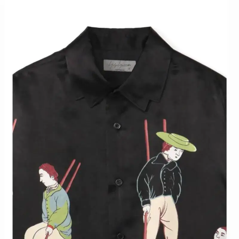 WVGA ربيع الخريف جديد رجل المد شارع العليا الحرير المطبوعة تصميم أنيق العصرية قمصان طويلة الأكمام المتخصصة شيك القمم Ins Y2K W10509